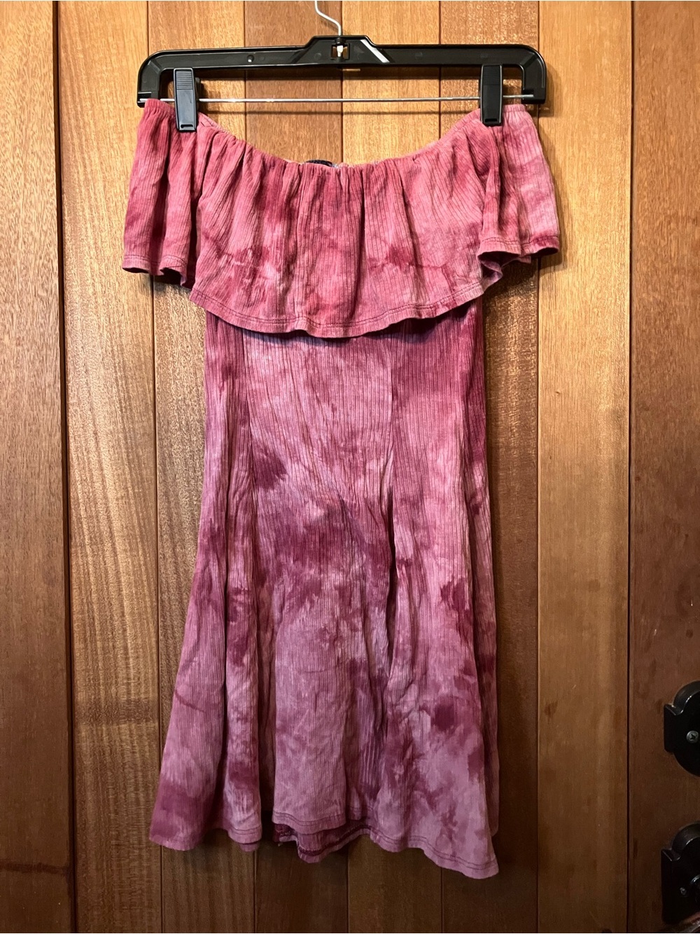 one clothing Off Shoulder Tie-Dye Midi Dress in Rose